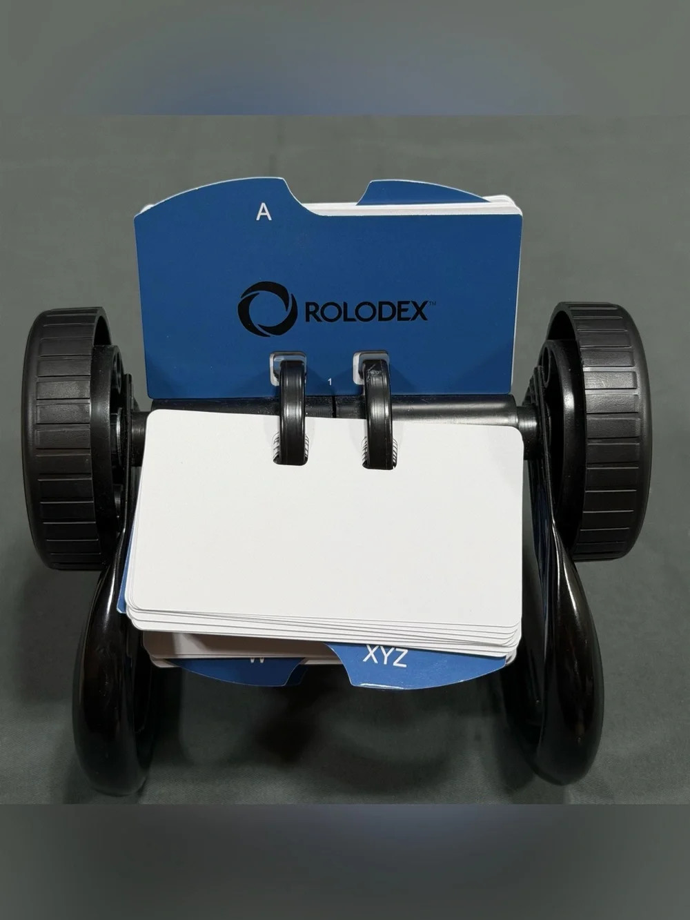 Rolodex Open Rotary Card File Desktop Business Address Organizer Black Frame A-Z
